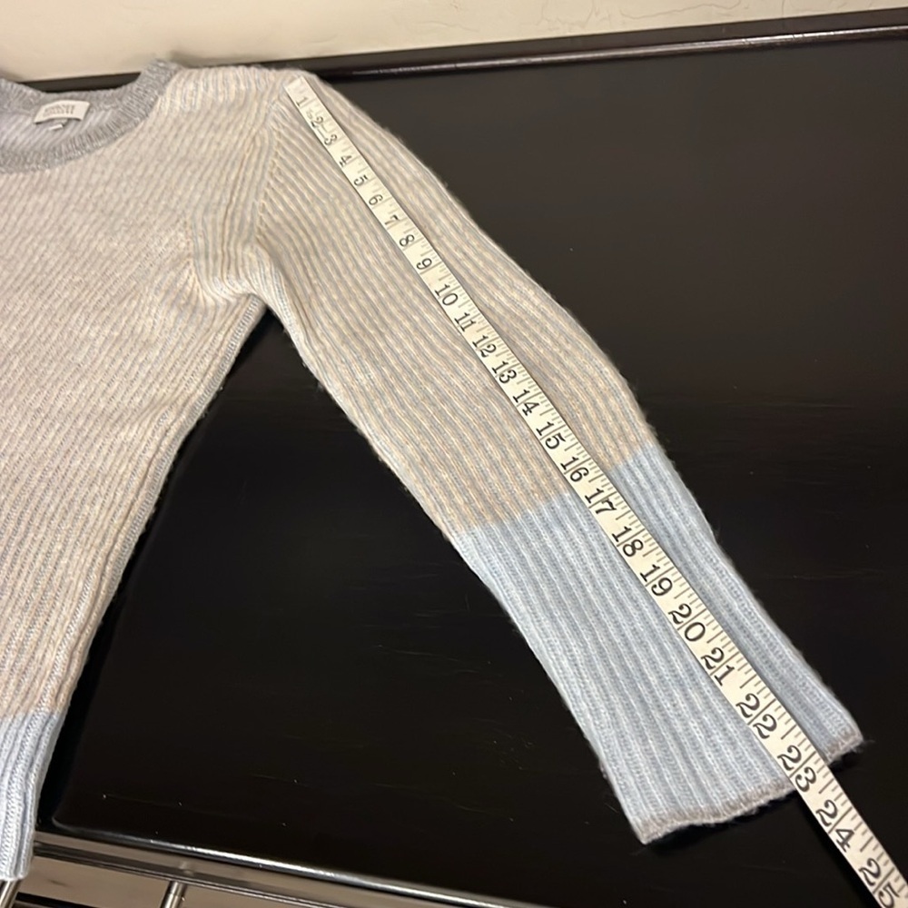 Kinross Cashmere ribbed knit pullover sweater, colorblock pastel colors, Sz L - Picture 9 of 10